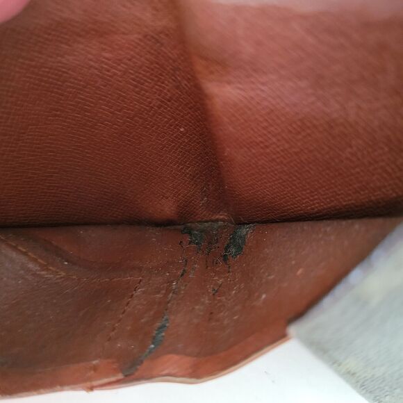 LOUIS VUITTON Vintage 80s Monogram Leather Wallet Brown Medium Trifold Elise - Picture 6 of 13